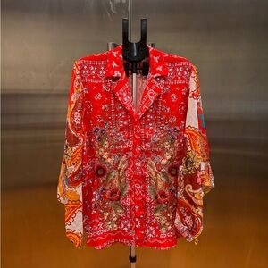 Aratta Multicolor Floral Button-Up Blouse